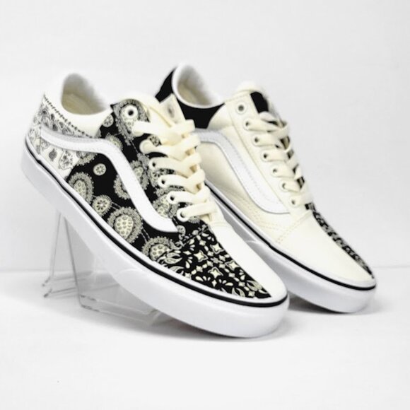 VANS UNISEX old skool split color paisley design sneakers Sz 9 NEW - Picture 1 of 8